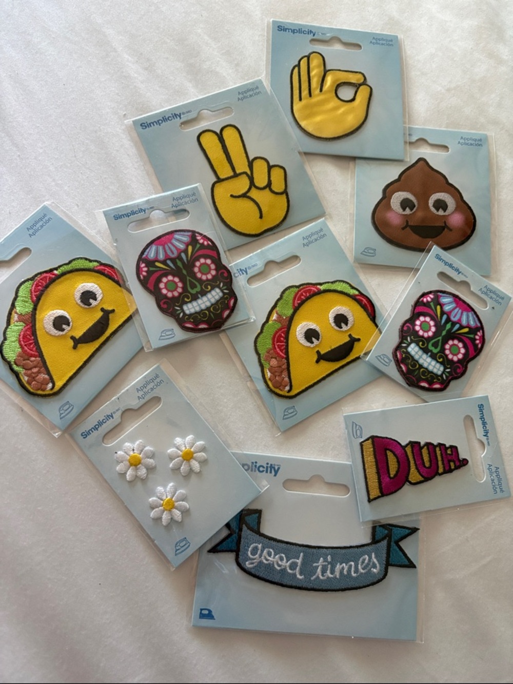 Simplicity 10 pack of Taco & Fun Iron-On Patch Pack